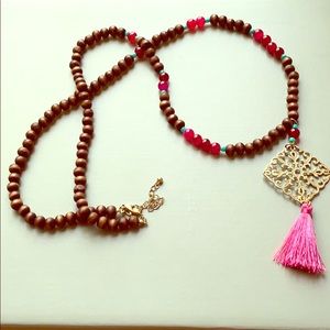 Pink and Gold Beaded Necklace